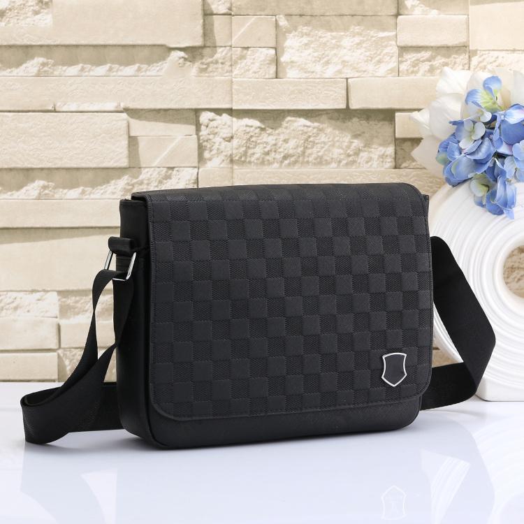Buy Fashion Plaid Messenger Bags Men's Leather Single Shoulder Bag