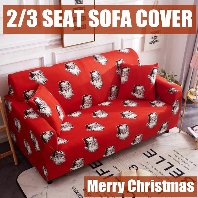 2/3 Seat Elastic Sofa Cover Furniture Protector Cover Santa Claus