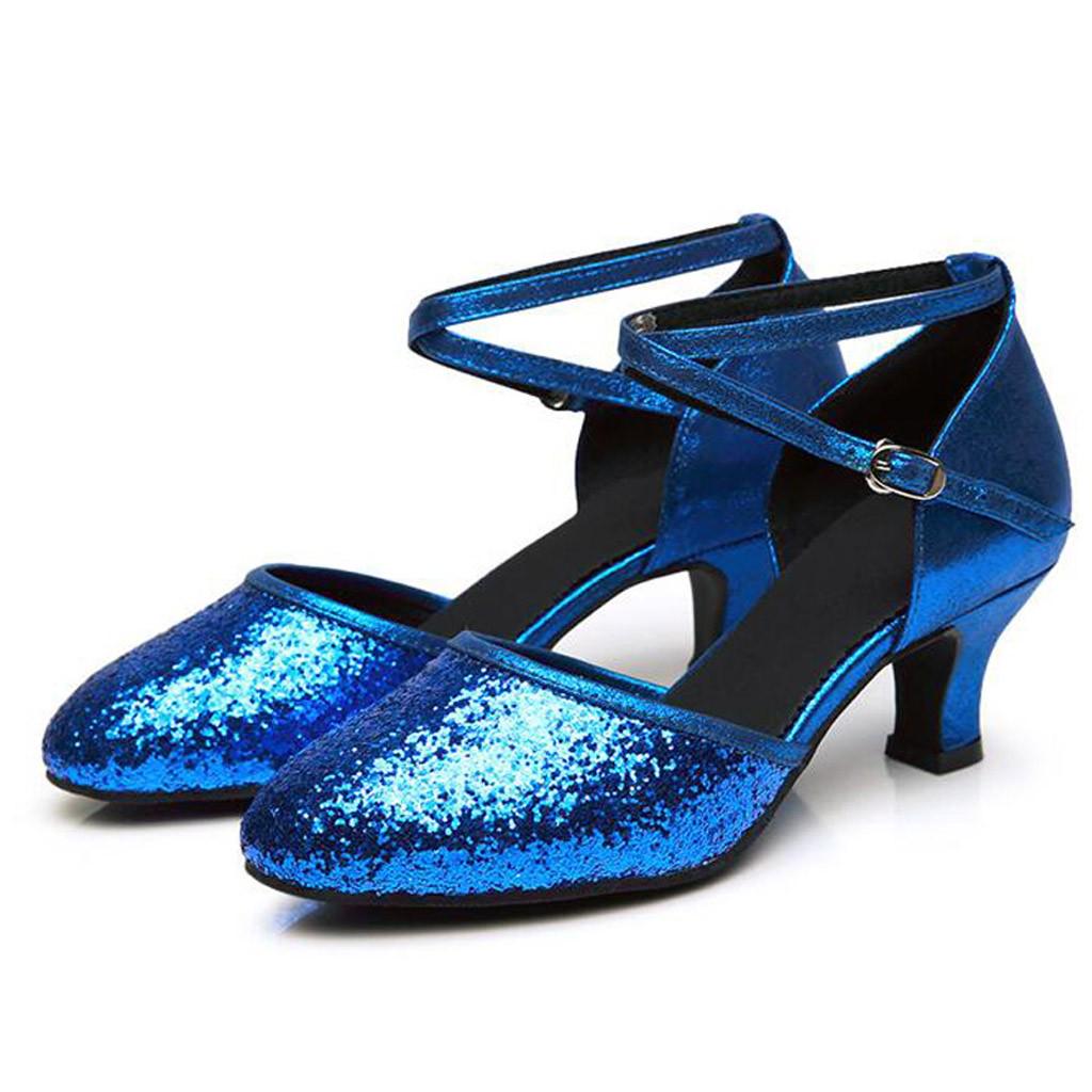 Women's Ballroom Tango Latin Salsa Dancing Shoes Sequins Social Dance