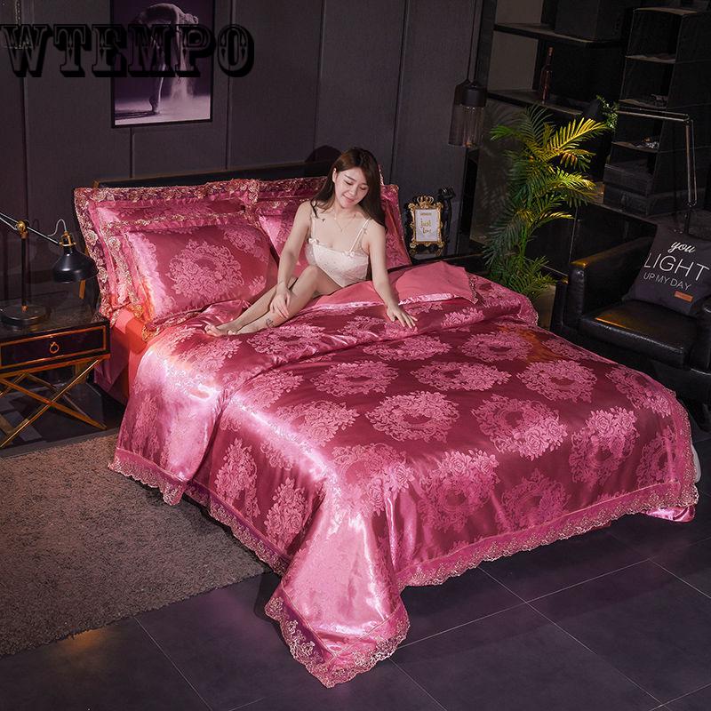 Buy Bedding Set Silk Cotton Jacquard Cover Bed Sheet Duvet Cover Sets