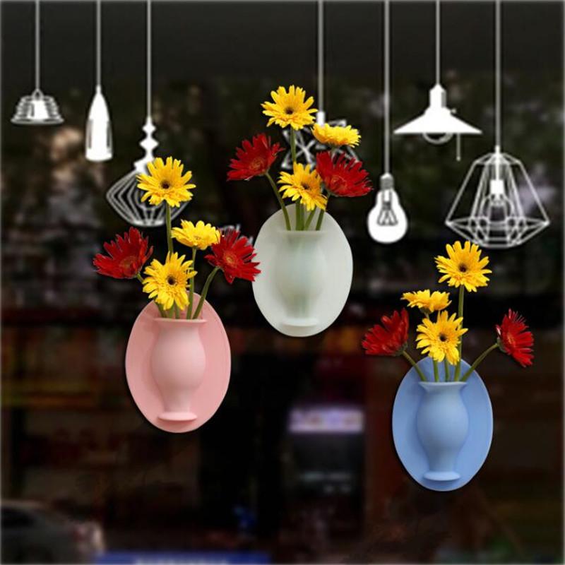 Magic Silicone Vase Sticky Flower Wall Hanging Vase Container Floret