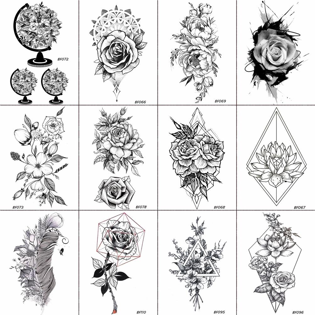 12 Pezzi / Lotto Fiore Nero Rosa Falso Tatuaggi Temporanei Adesivo Geometrico Acquerello Body Art Tatoos Acquista In Modo Economico — Spedizione Gratuita, Recensioni Reali Con Foto — Joom 1001_x_1003_jpg