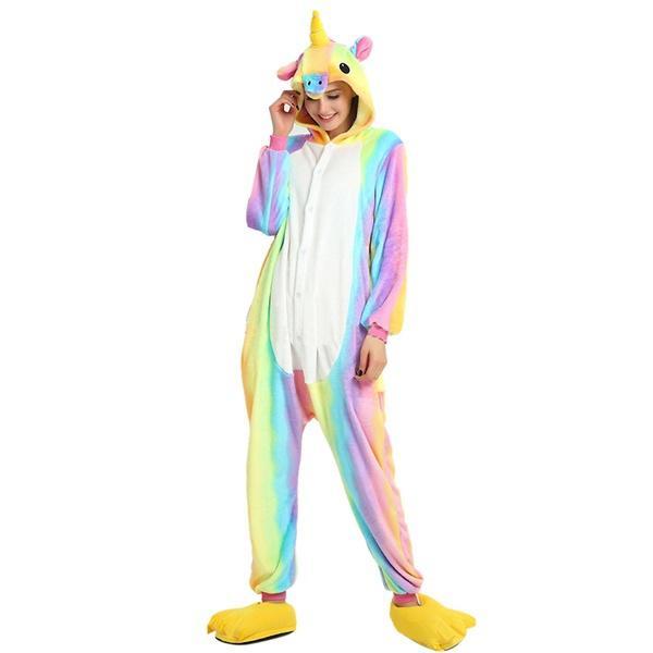 Hayvan Unicornio Onesie Kigurumi pijama yetişkin Unisex Unicorn pijama