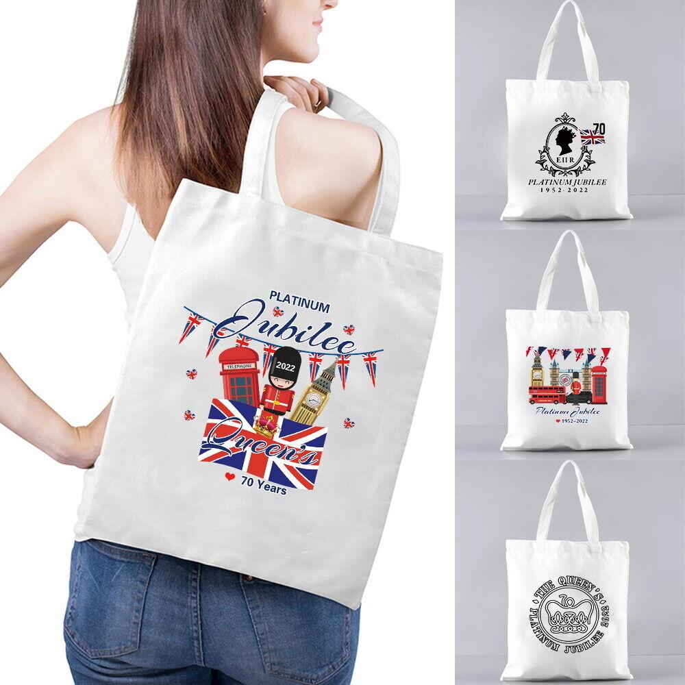 Buy Platinum Jubilee 2022 Canvas grocery bag Queen Elizabeth II Shopper