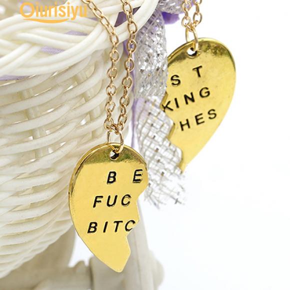 2 Stücke/Set Herz Buchstabe geschnitzt passende BFF Freundschaft