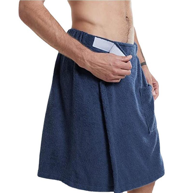 Buy Men's Bath Towel Wrap with Adjustable Velcro and Pocket at