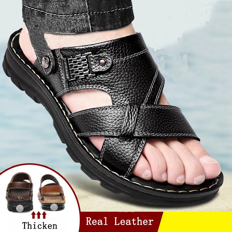 Buy IRGZYR Summer Men's Leather Sandals Men's Thicksoled Beach Shoes