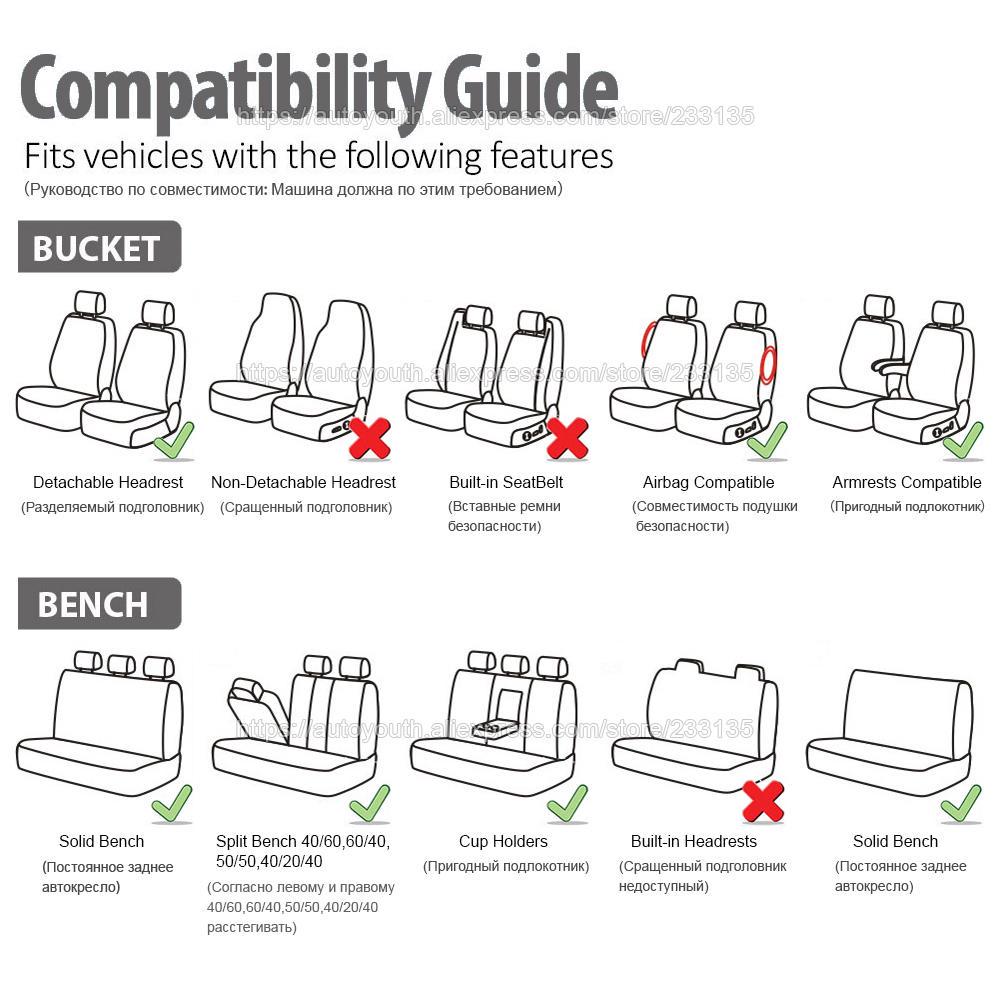 Cheap AUTOYOUTH Track Detail Style Car Seat Covers Set Polyester Fabric