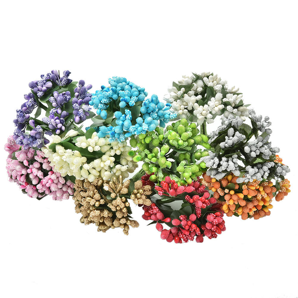 12X Mini Artificial Stamen Bud Silk Flower Bouquet Wedding Decor Diy