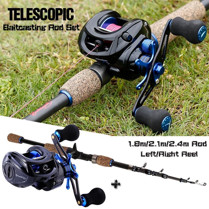Buy Telescopic Carbon Fiber Baitcasting Rod 9+1 BB Casting Reel Fishing