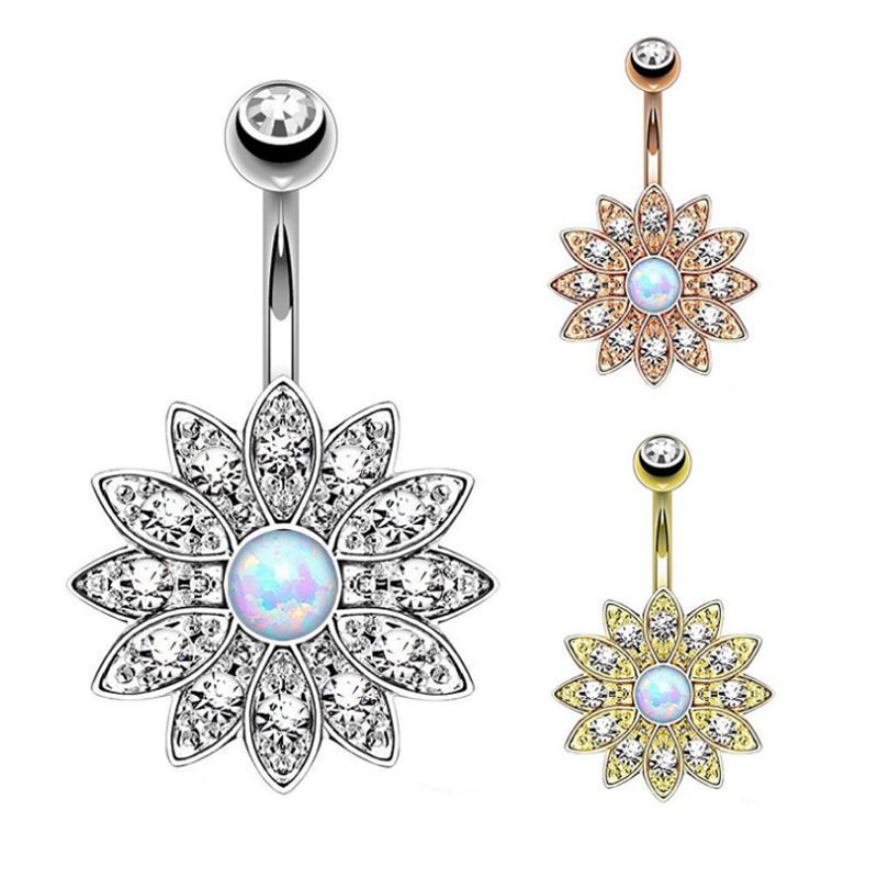 Flores De Cristal Ombligo Barra Joyería Del Anillo De Ombligo Opal Centro Nuevo Body Piercing - Comprar A Precios Bajos En La Tienda En Línea Joom 800_x_800_jpg