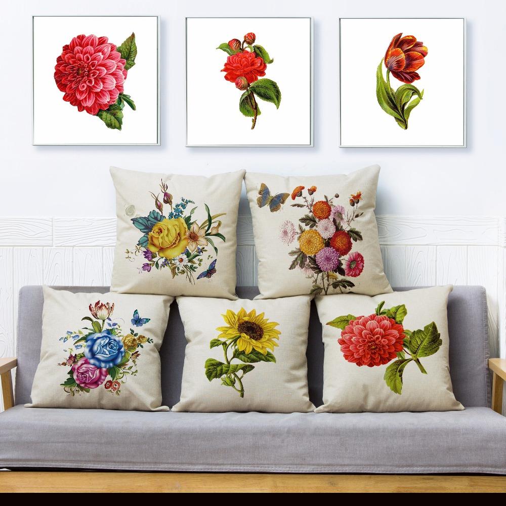 Beautiful Flower Floral Print Throw Pillow Cover 45*45cm Square Cushion