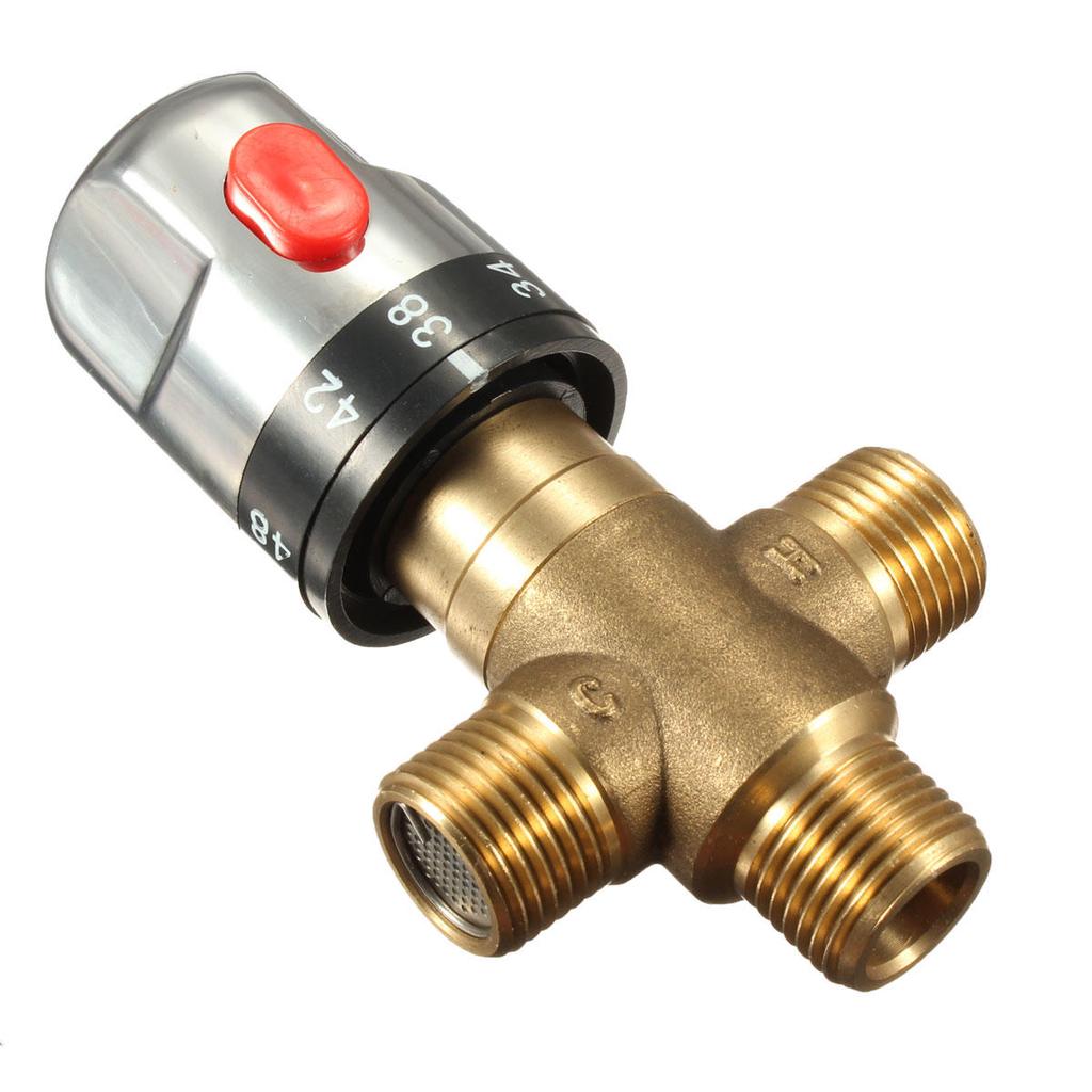 Buy 1PC Brass Thermostatic Valve Mixing Pipe Thermostat Valve Control