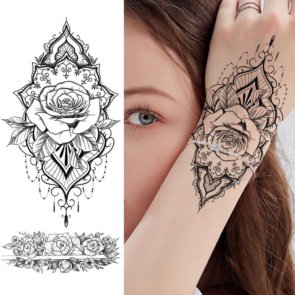 Buy 1Pc Black Henna Temporary Tattoos Sticker Fake Jewelry Mandala Flower Tattoos Waterproof Body Art Drawing Arm Wasit Tatoos For Women At Affordable Prices — Free Shipping, Real Reviews With Photos — Joom 1000_x_1000_jpg