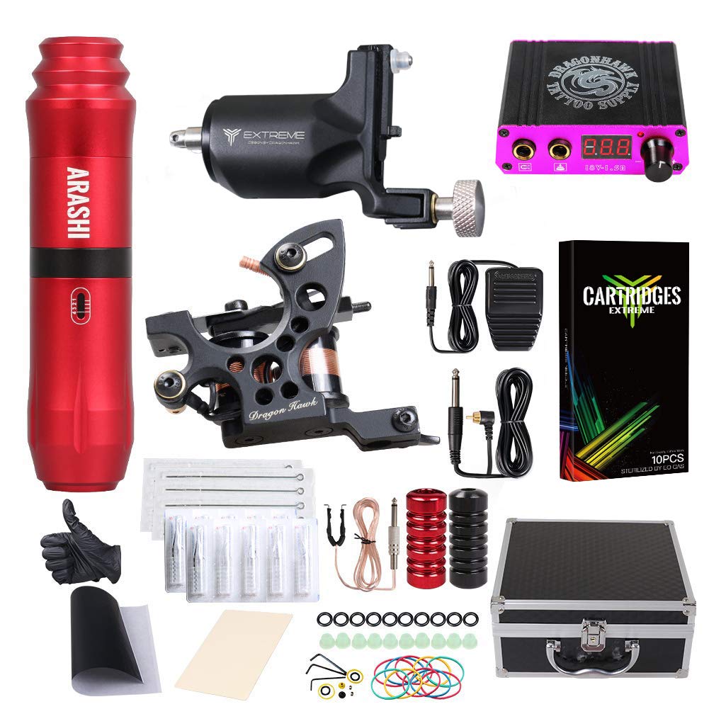Buy Dragonhawk Tattoo Kit 3 Pro Tattoo Machines Rotary Tattoo Pen Motor