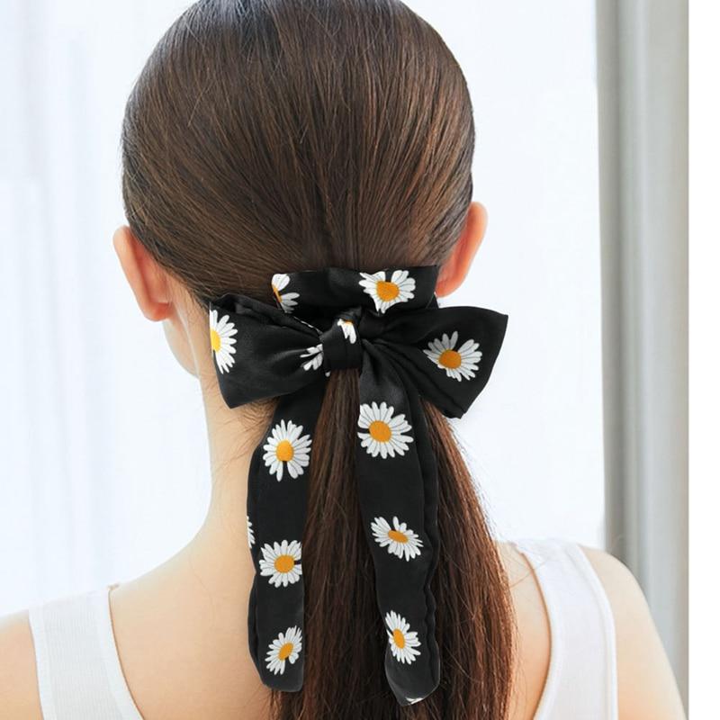 Buy Retro Daisy Bow Streamers Hair Ring Ribbon Women Hair Bands