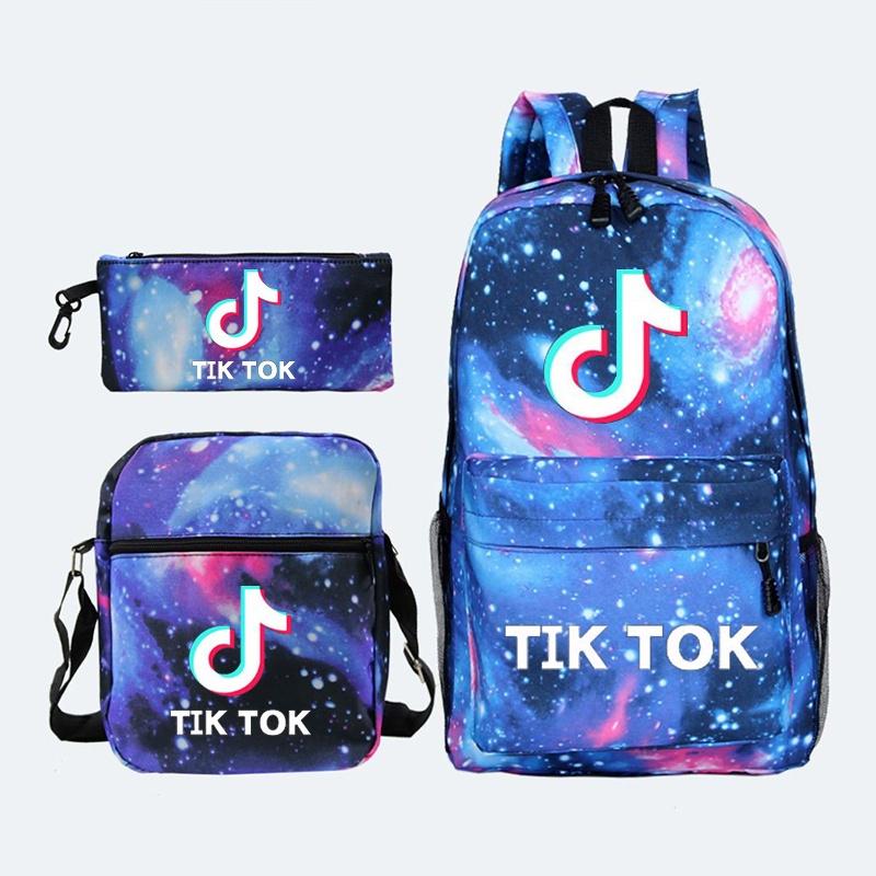 3pcs Tik Tok Backpack Girls Boys Daily Portable Backpack for Teenagers