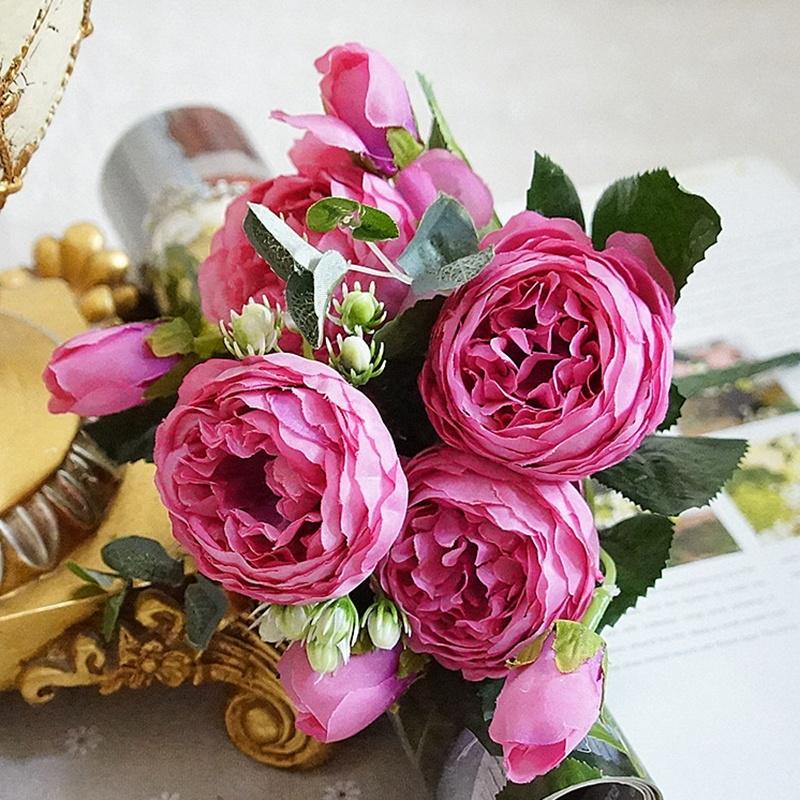 Home & Living Plants 32Pcs Green Artificial Flowers Combo Set/512cm Rose Peony Silk Flowers