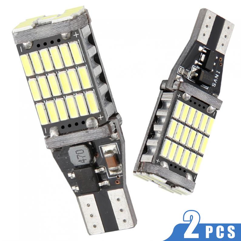Buy 2pcs DC 12V 15W Super White T15 45 SMD 2835 LED Car Bulbs Auto