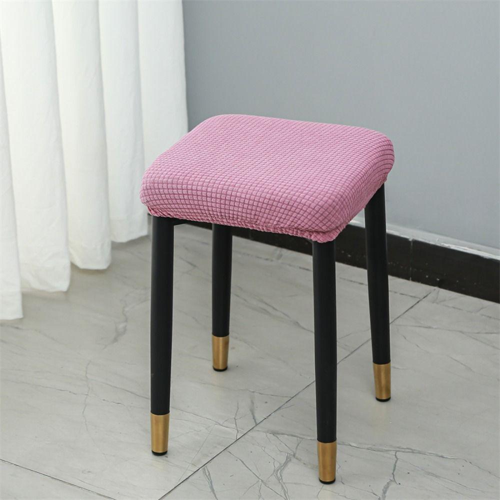 Elastic Stool Cover Plaid Chair Cover Small Square Seat Cover