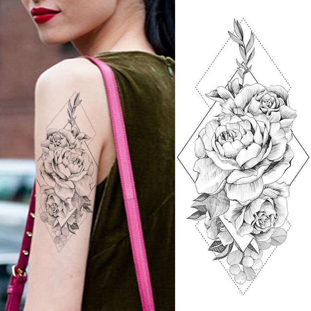 Buy 1Pc Geometric Flower Temporary Tattoos Sticker Realistic Fake Wave Planets Tattoos Black Waterproof Body Art Tattoos For Women Men At Affordable Prices — Free Shipping, Real Reviews With Photos — Joom 1000_x_1000_jpg