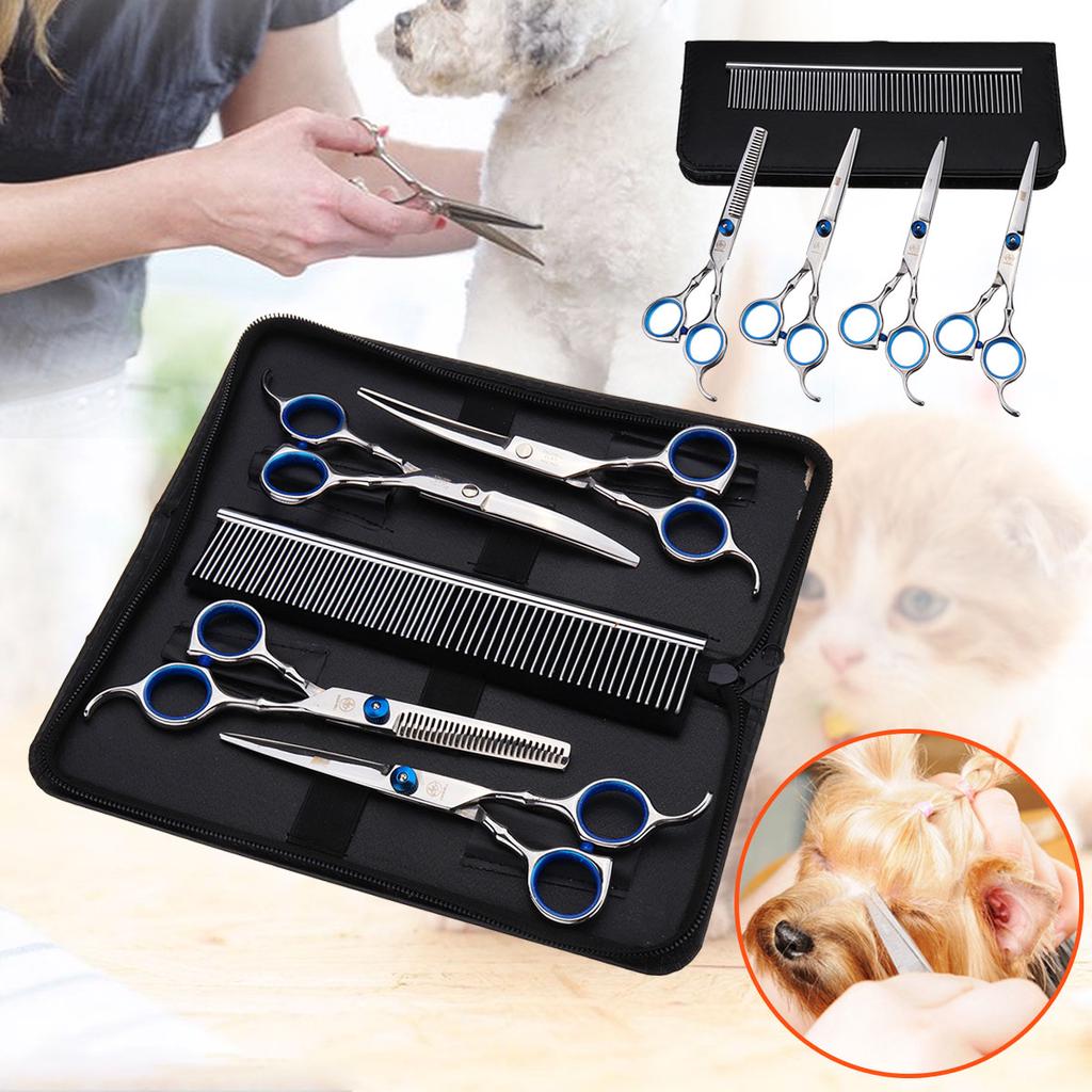 Buy 6 Pcs Stainless Steel Pet Dog Cat Hair Grooming Scissors Kit
