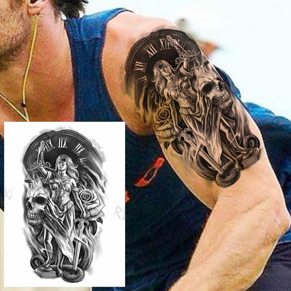Buy Black Gothic Punk Warrior Temporary Tattoos For Men Women Realistic Fake Skull Owl Lion Flower Tattoo Sticker Large Tatoos Thigh At Affordable Prices — Free Shipping, Real Reviews With Photos — Joom 1024_x_1024_jpg