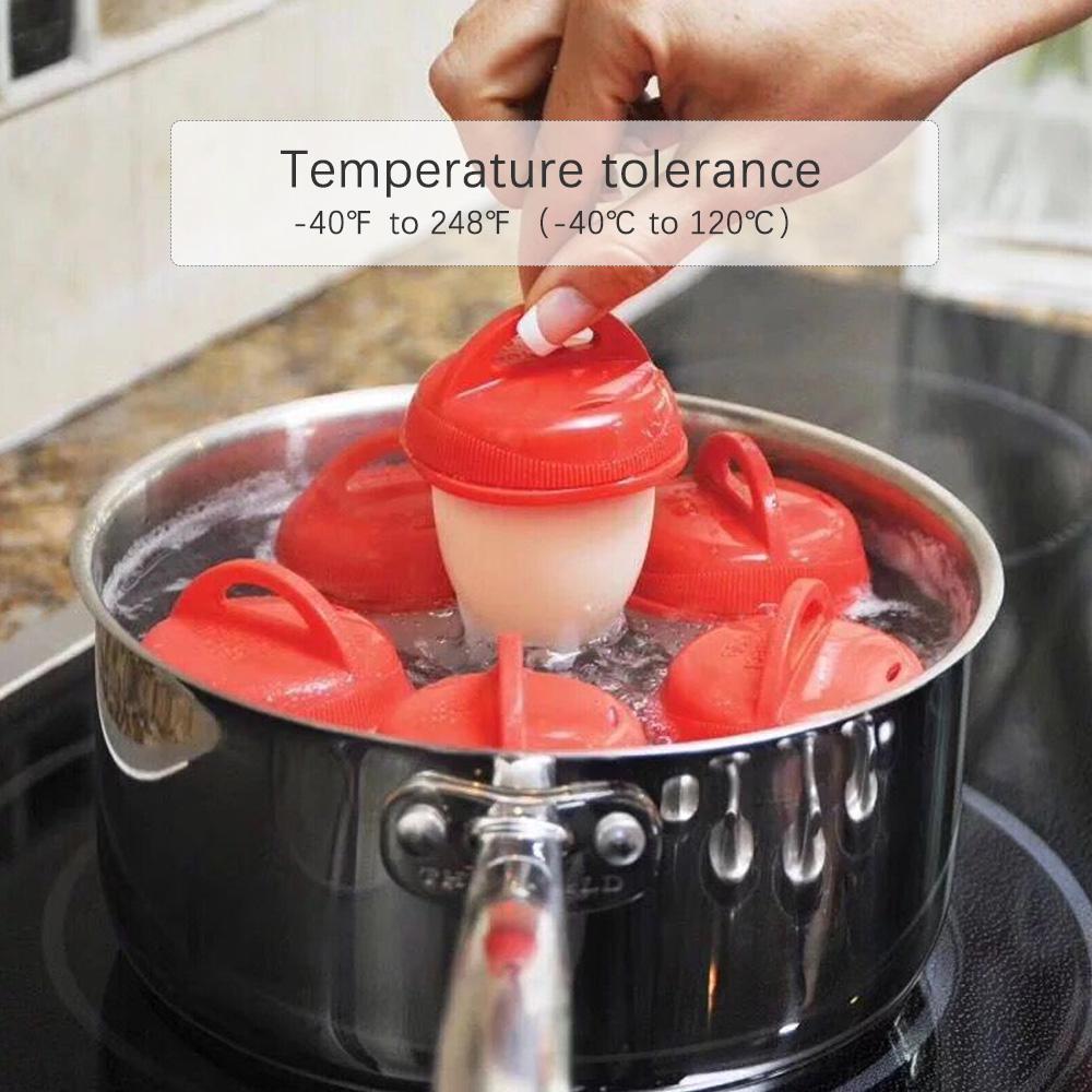 Buy 6 Pcs/Set Silicone Egg Poaching Cups Egg Cooker with Ring Standers