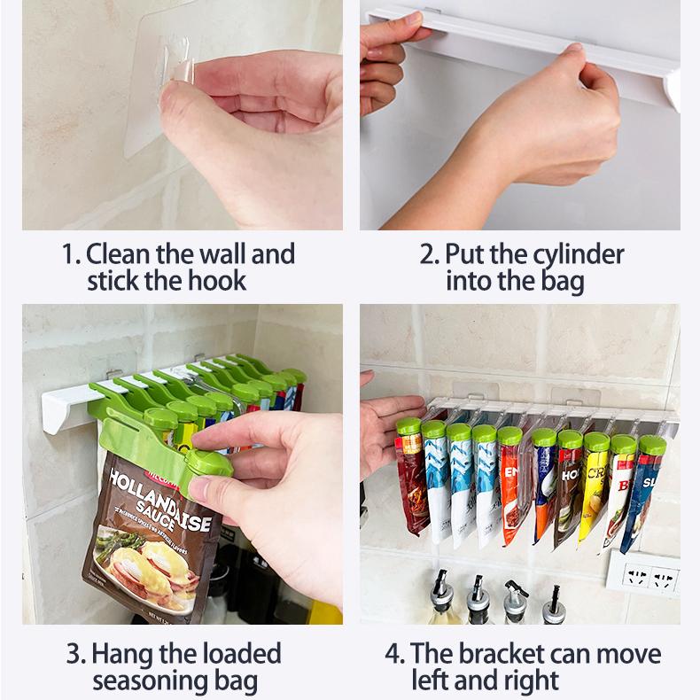 Cheap Spice Bag Storage Rack PunchFree Seasoning Bag Holder Sealing