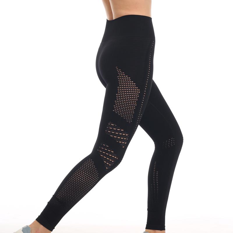 Buy Women Stretchy Breathable Workout Leggings Hollow Out High Waist