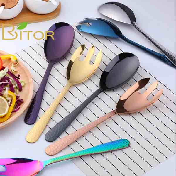 Buy Big Salad Spoon Fork Set Stainless Steel Kitchen Food Server Pasta