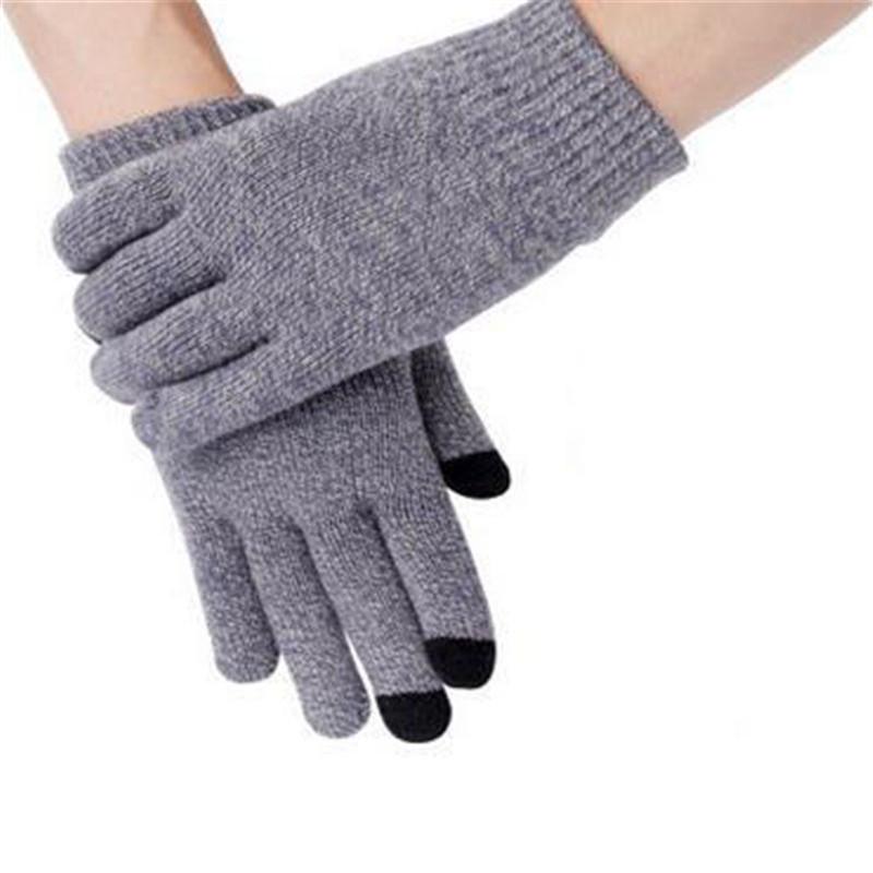 Elegant Female Wool Touch Screen Gloves Winter Women Warm Cashmere Full