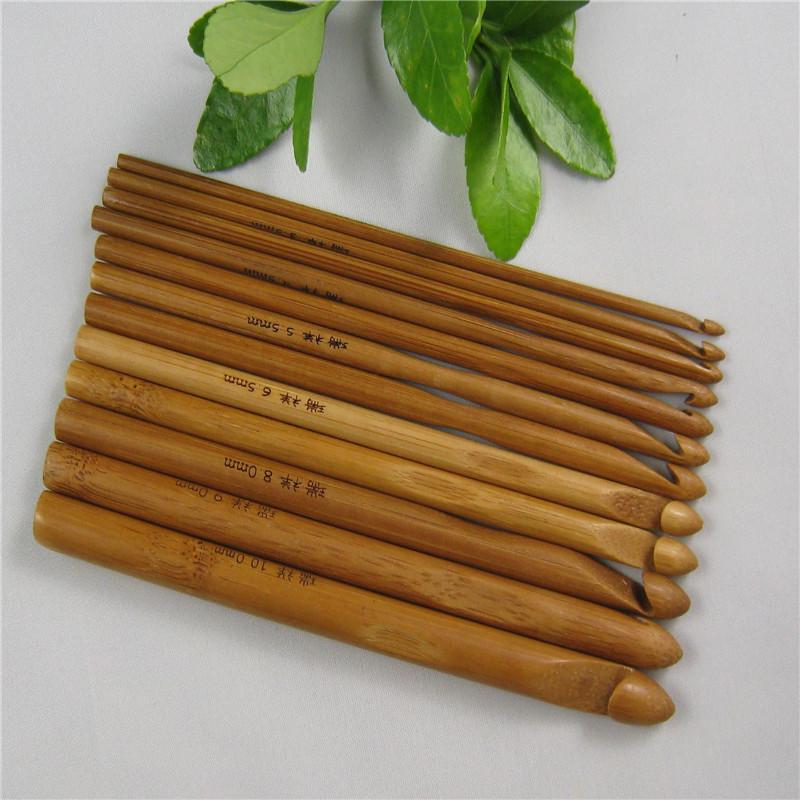 Buy 12Pcs 6 Bamboo Handle Crochet Hook Knit Craft Knitting Needle Weave