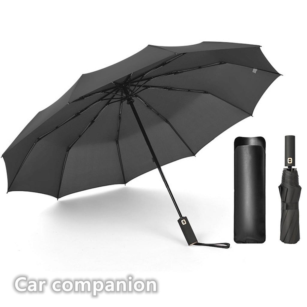 Buy Black Automatic Folding Business Umbrella Gold Handle TriFold