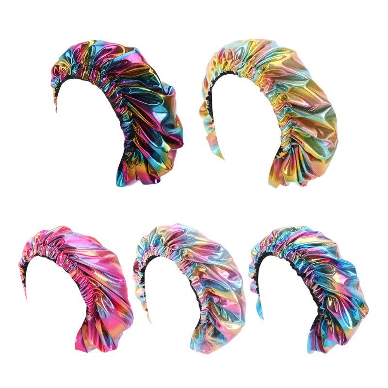 Buy Women Rainbow Holographic Metallic Night Sleep Cap Reversible Large