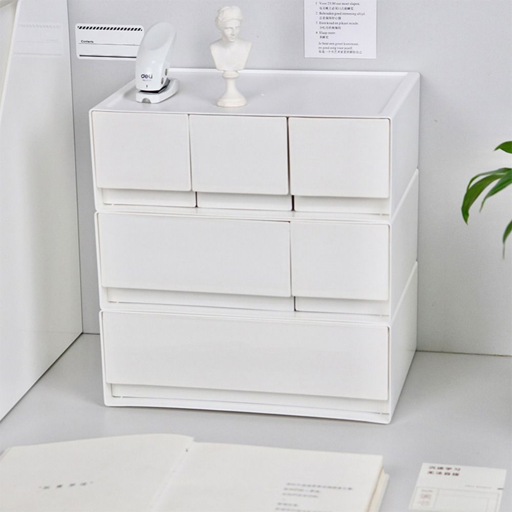 Cheap White Desk Storage Box Plastic Stationery Storage Organizer