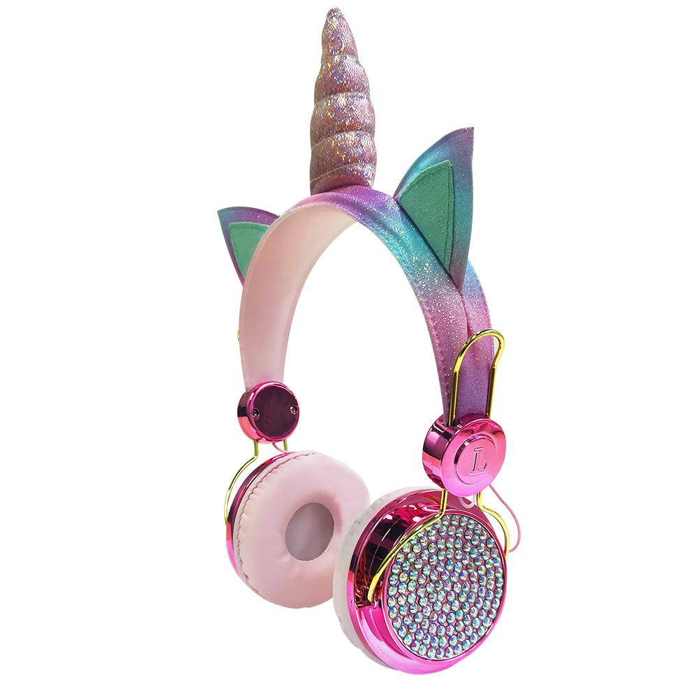Einhorn verdrahtet Kopfhörer mit Mikrofon Mädchen Musik Stereo