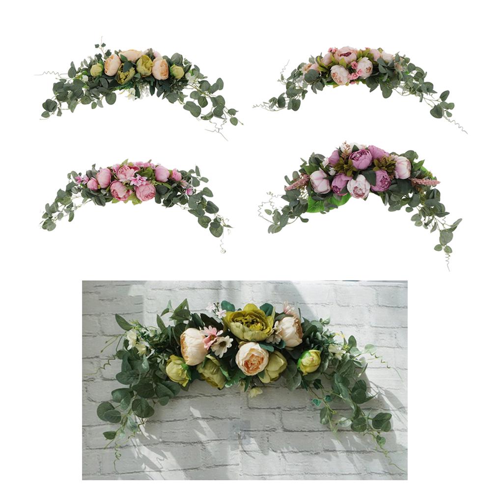 Artificial Peony Flower Leaves Door Lintel Wreath Garland Wedding