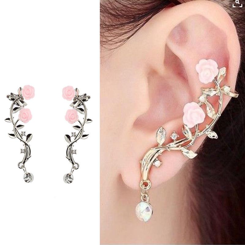 Buy Personalized Style Women's Earrings Rose Branch Ear Clip Earring