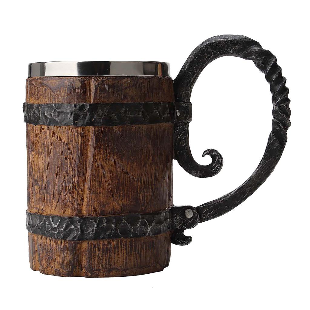 Satın alın Wooden Beer Mug 650 Ml Stainless Steel Double Wall Retro