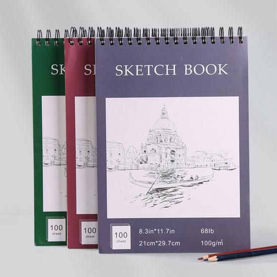 Cheap A4 Hardcover Sketch Book Spiral Wire Bound 100 Sheets Acid Free