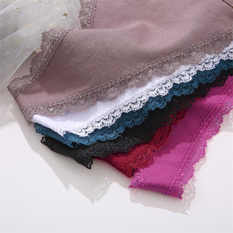 Cheap 4Pcs/set Cotton Thongs Women LowRise Tback Underpants Soild Color Lace Gstring