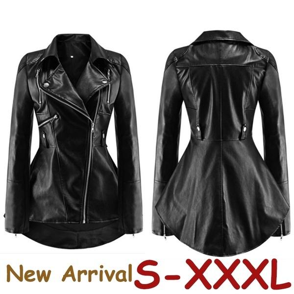 Buy 2019 Women Slim PU Jacket Winter Leather Coat Long Outwear Coat