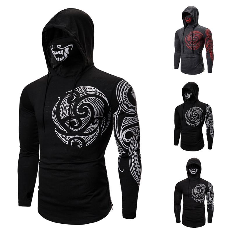 Buy Fitness Men's Ninja Suit Hooded Sleeveless Skull Mask Vest at