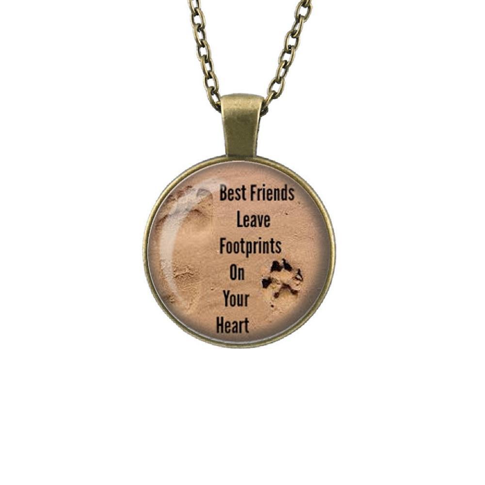 Buy Dog Lovers Necklace ,Best Friends Necklace ,Footprints ,Love ,Heart