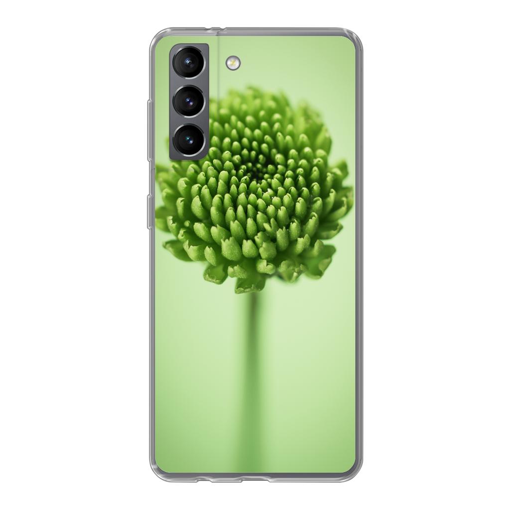 Samsung Galaxy S21 Soft Case Green botanical chrysanthemum flower