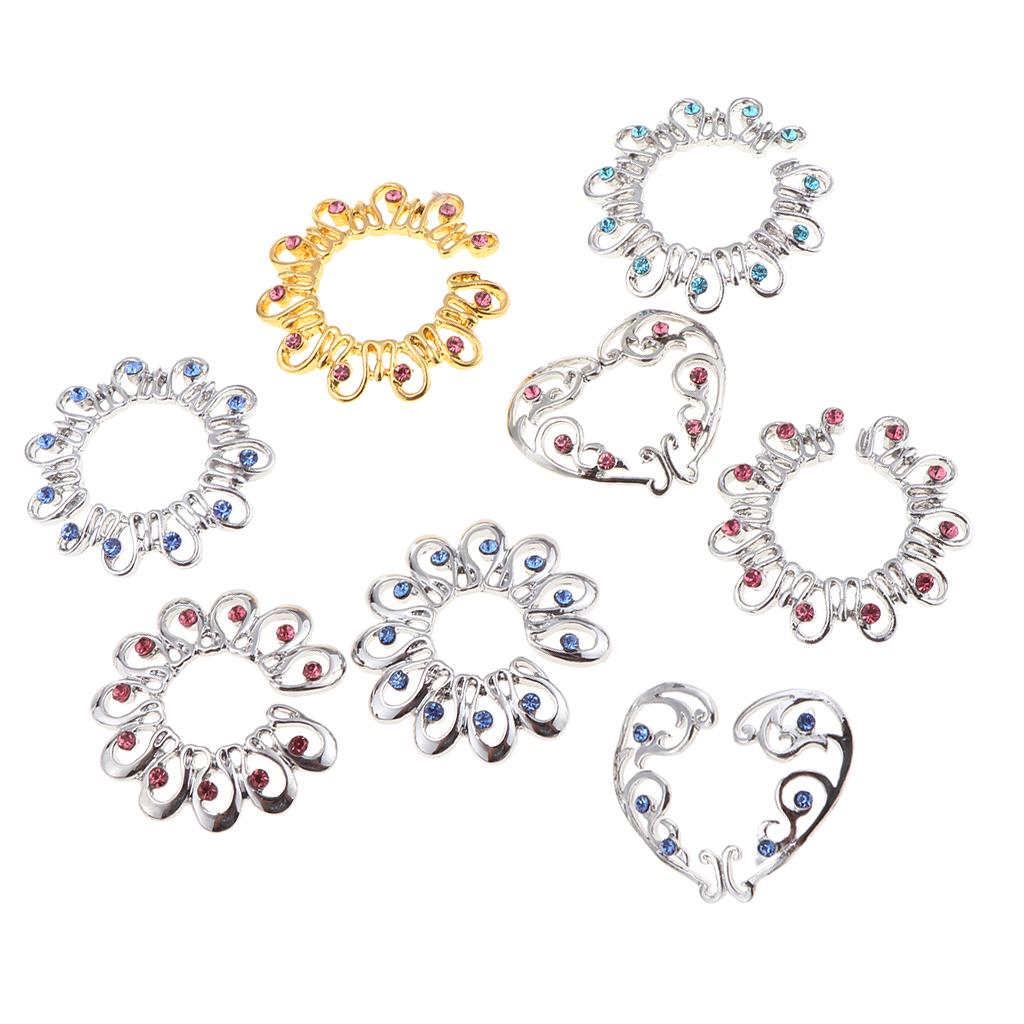 8 Pcs Non Piercing Nipples Ring Round Heart Crystal Clip On Body