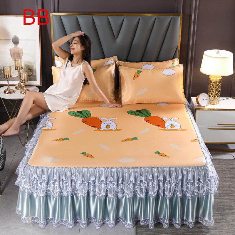 silk påslakan 💰Köp Billigt Online Bedding Duvet Cover Printed Bed Skirt Ice Silk Mat Washable 3 Pc Set Lace Bed Skirt Ice Silk Mat Bedding Set Till Ett Lågt Pris På Joom Butik