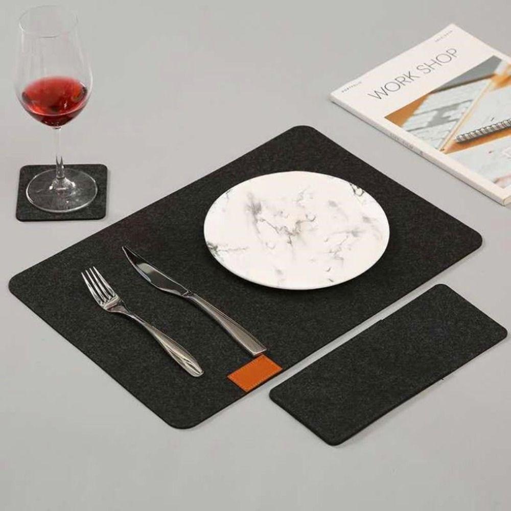 Купить 3pcs/Set Felt Insulation Placemat Washable Table Mat Set Dining