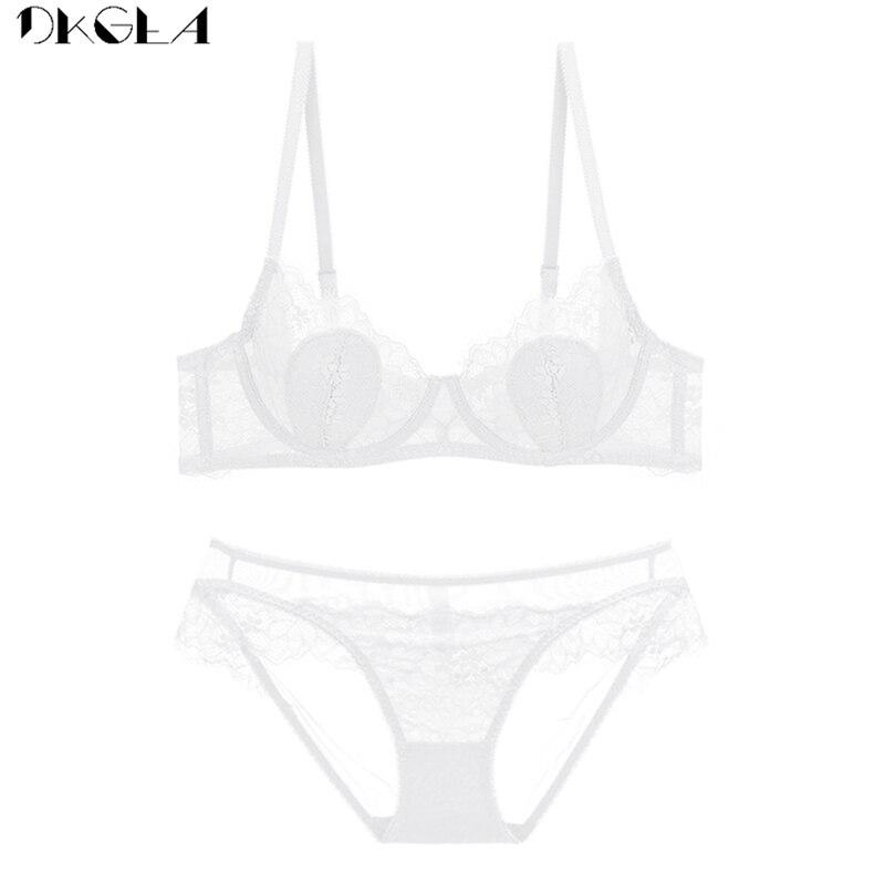 Cheap DKGEA Green Women Underwear Set Ultrathin Sexy Lace Bra Set Plus
